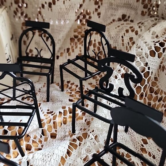 Vintage Rare Two's Company Wrought Iron Placecard Holder Chairs 2 Sets Of 4 - Picture 4 of 4